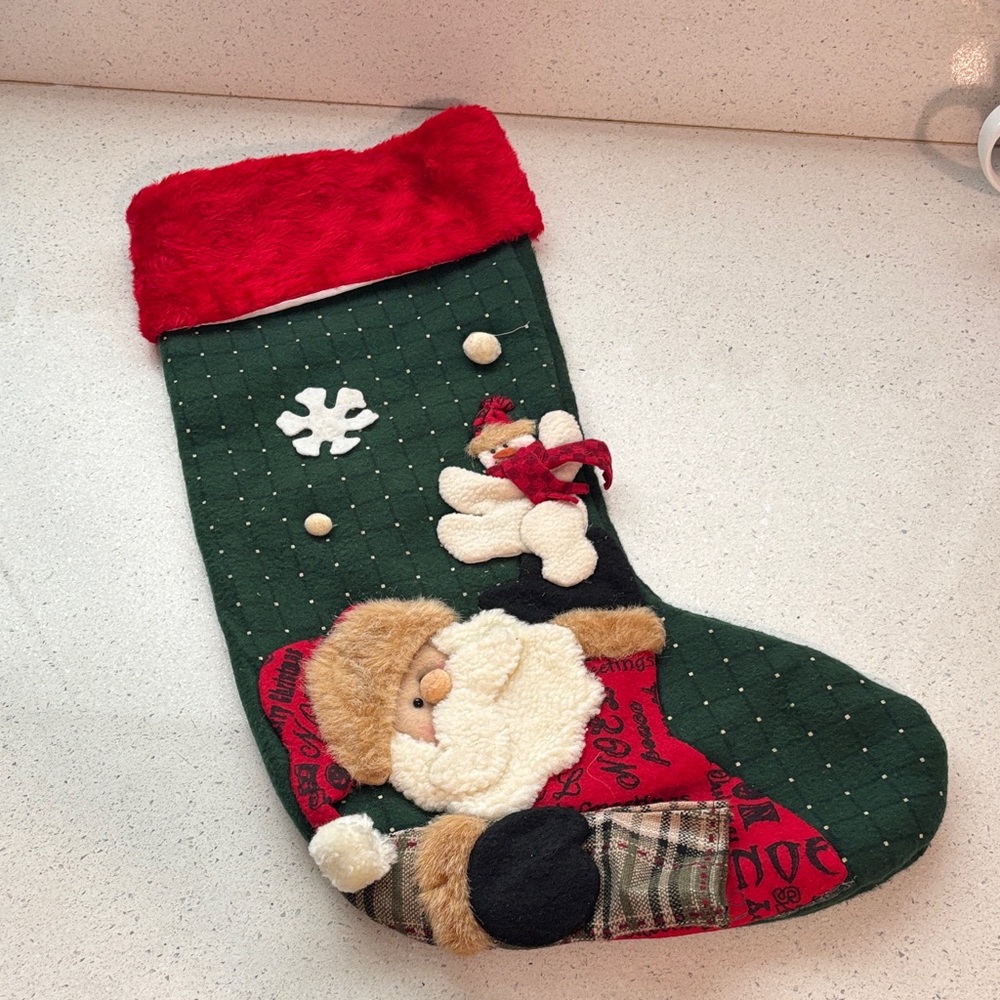 Festive Green and Red Christmas Stocking
